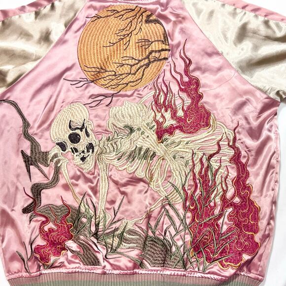 Vintage Japanese Souvenir Jacket Women L/XL Sukajan Reversible Embroidered Used - Picture 7 of 8